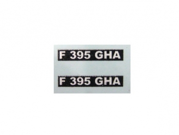 Typenbeschriftung "F 395 GHA"  10x1,6 mm