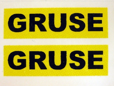 "Gruse" Schriftzug 28 x8 Schwarz auf Gelb WAF