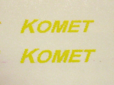 Kerner Typenbeschriftung"KOMET" 12x2,5 mm Gelb auf WAF