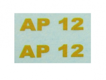 Welger Typenbeschriftung "AP 12" Gelb auf WAF im Satz 11 x 2 mm