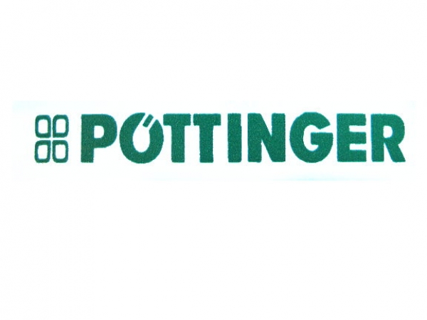 Pöttinger Logo mit Schriftzug 38 x 5 mm Grün auf WAF
