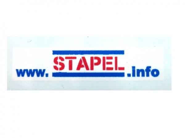 "www.stapel.info"  22,5 x 5 mm im Satz